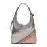 LH6810 - Miss Lulu Beaded Colour Block Hobo Shoulder Bag - Light Grey